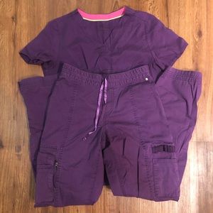Purple scrub pants and top